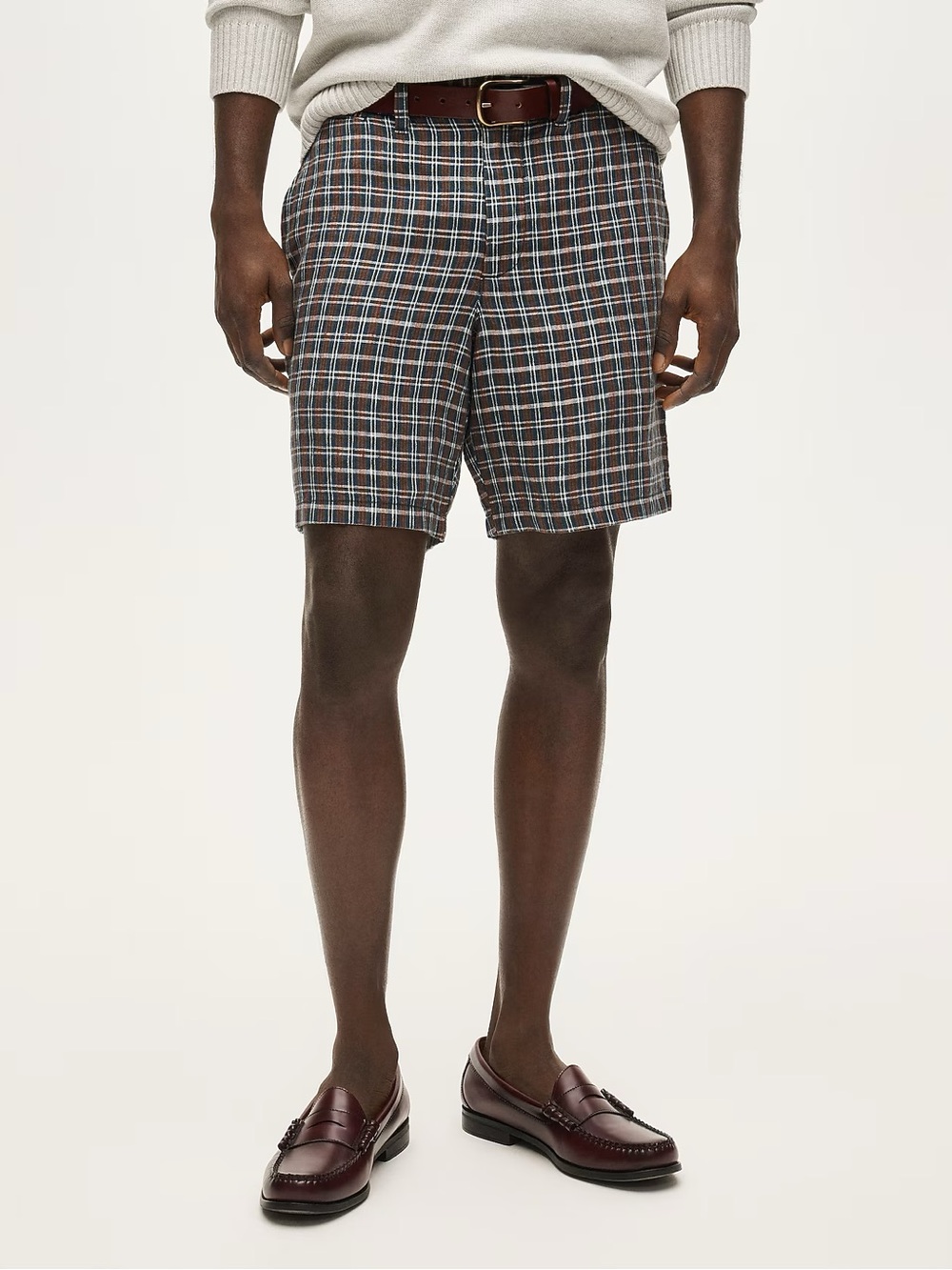 J. CREW 7" linen short in Frank Brown Multi Check Size 31 NWT $89.50 CV155
